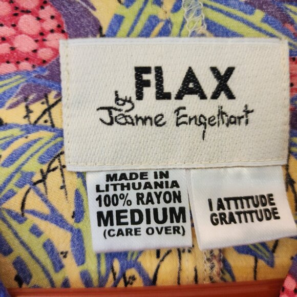 Flax By Jeanne Engelhart Hawaian Print Button Down Shirt Women M Tropical Resort - Picture 2 of 12